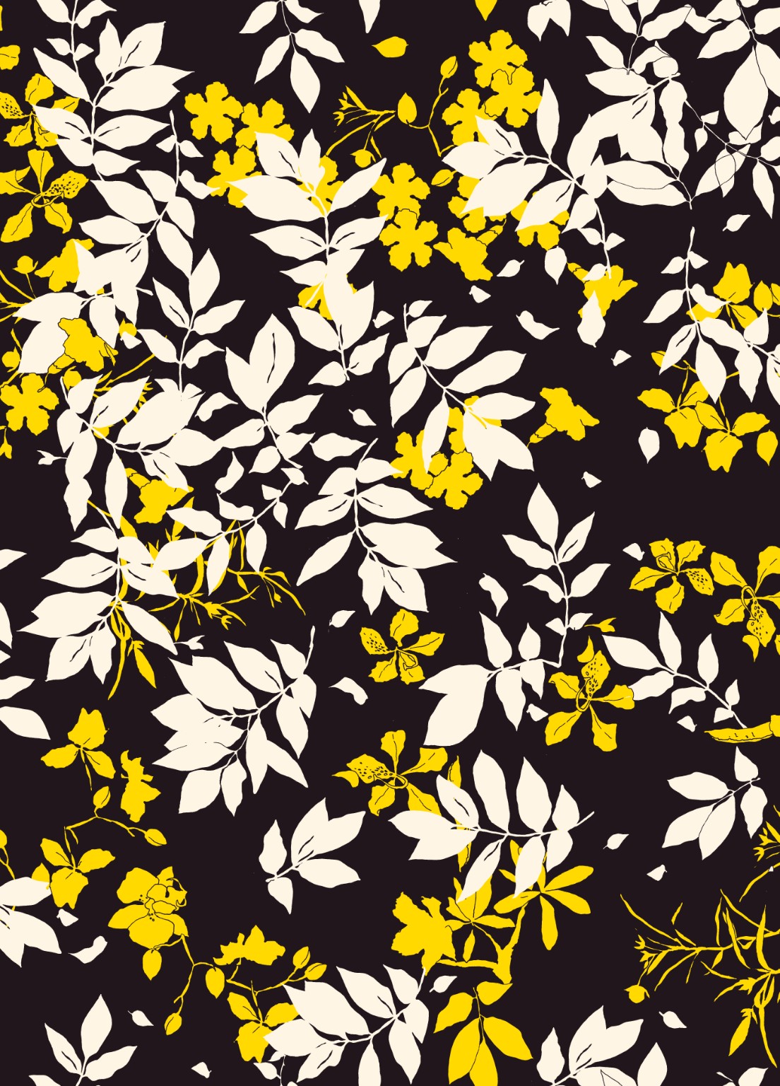 Botanical heritage black yellow floral pattern by Cha Miyoung